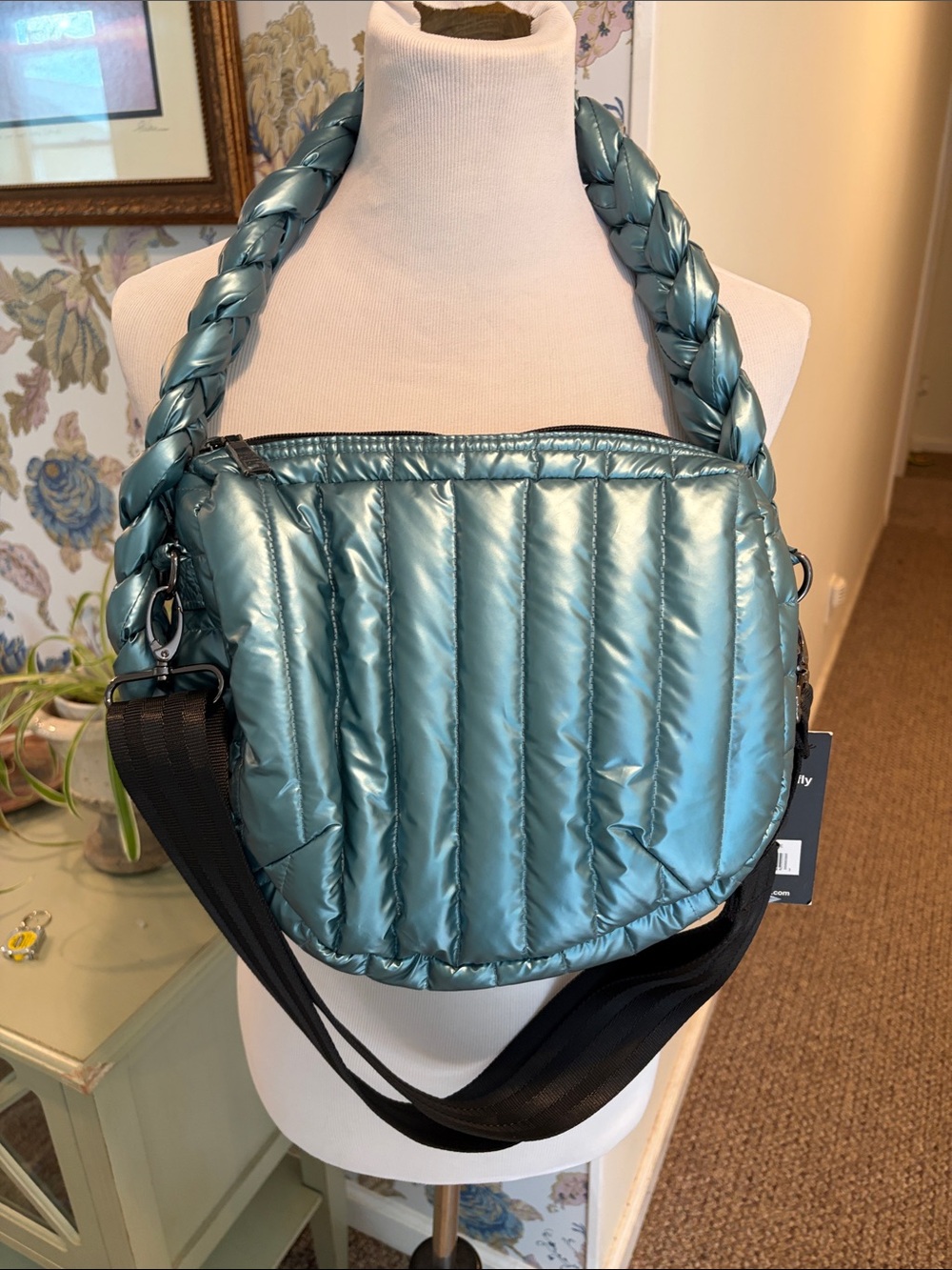Think Royln Kelsie Braided Hobo Bag Quilted in Pearl Ice Blue